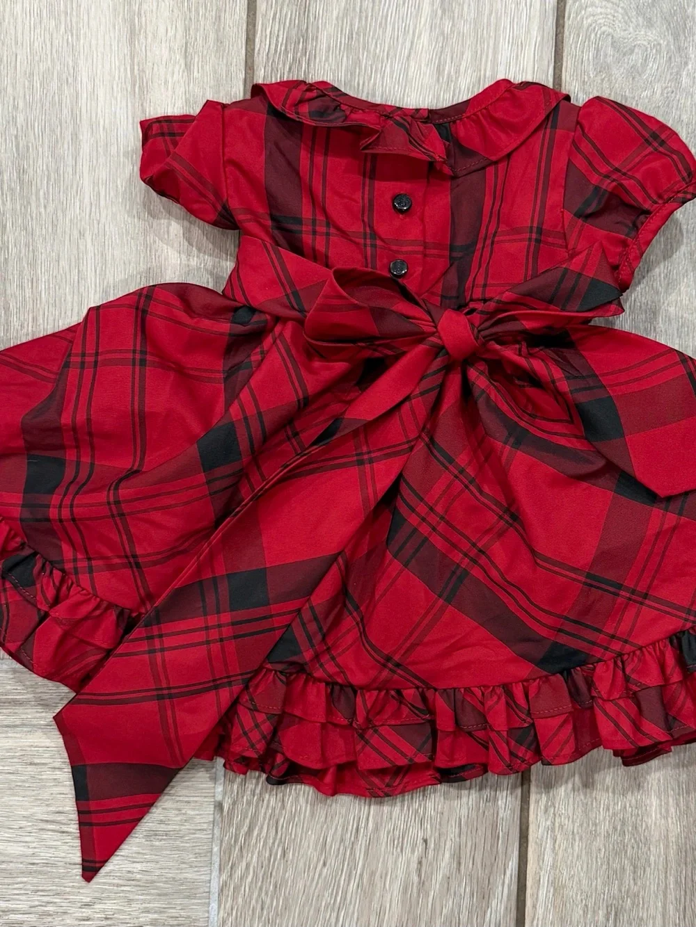 Ralph Lauren Baby Red Plaid Ruffled Holiday Dress for baby girl